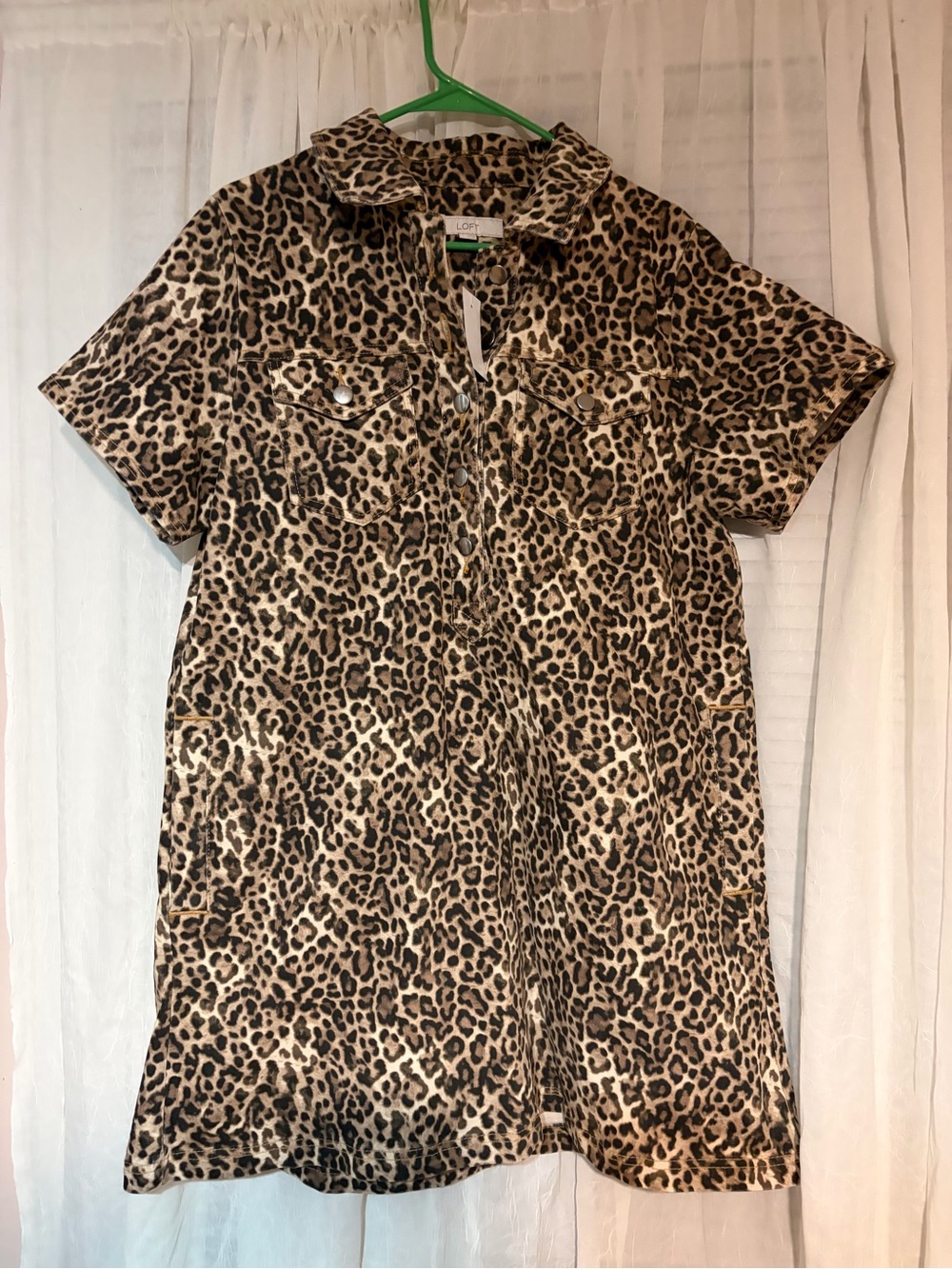 LOFT Leopard Print Short Sleeve Mini Dress - Brown and Black